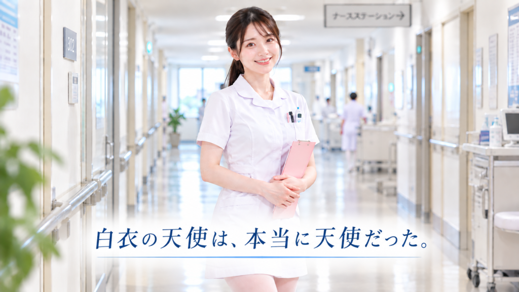 病院の廊下でやさしく微笑む女性看護師