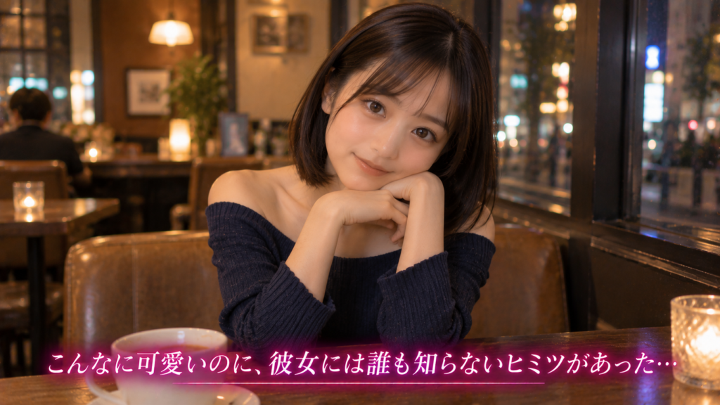 喫茶店で手の上に顎を乗せて優しく微笑む女性