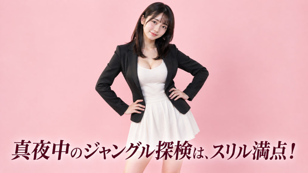 腰に手を当てて微笑む女性