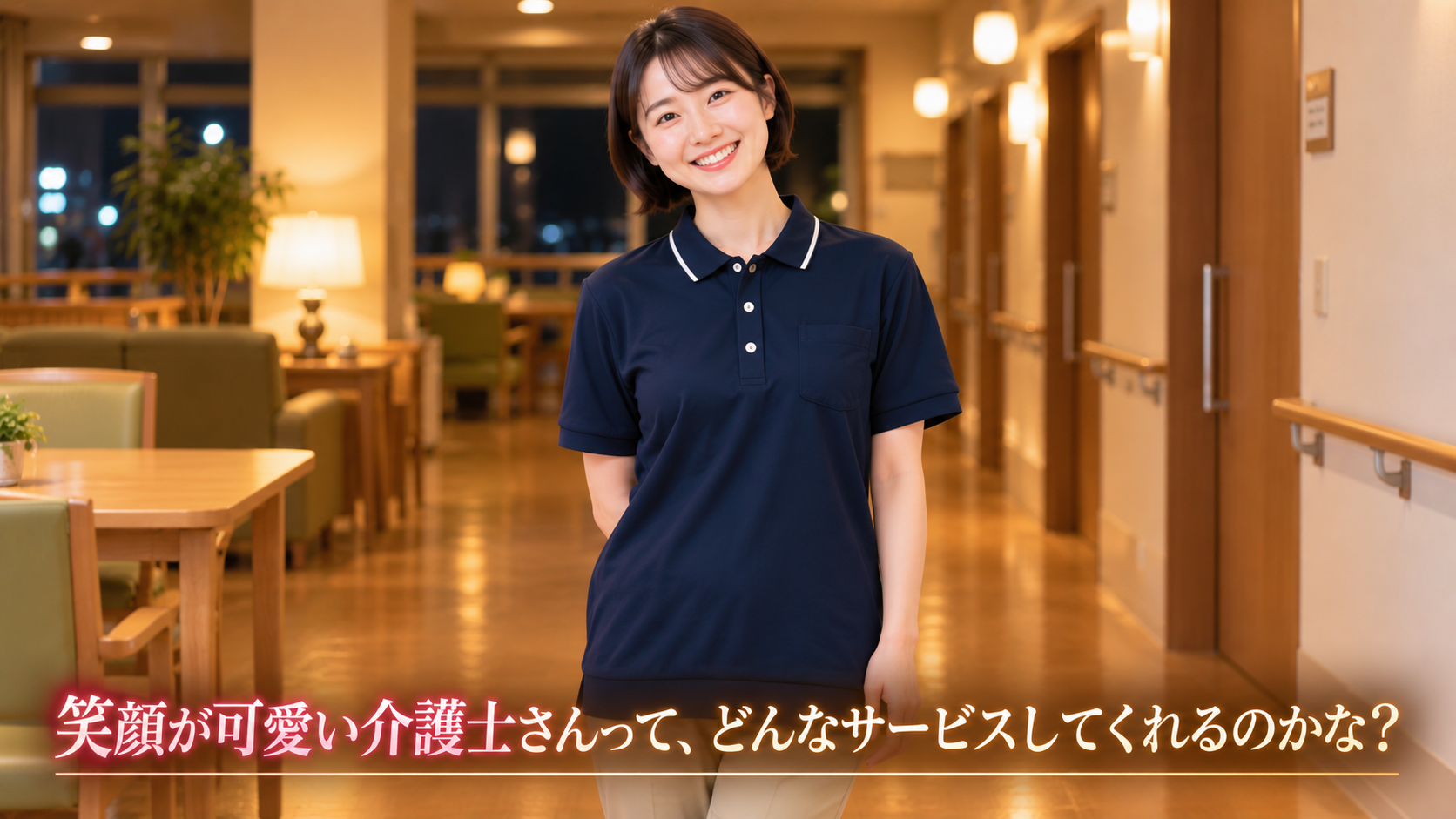 介護施設で微笑む綺麗な介護士