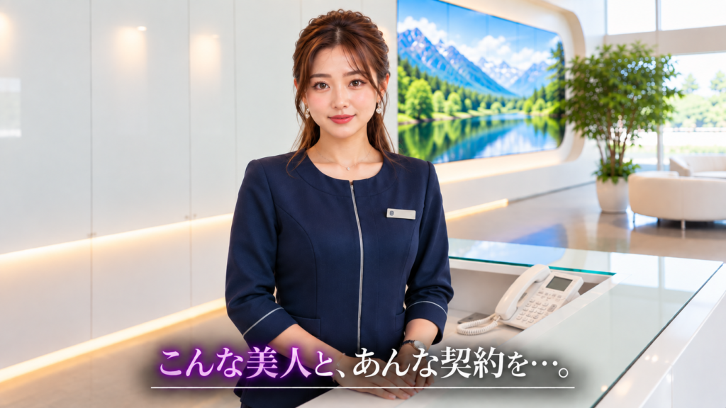 こちらを見つめる美人の受付嬢