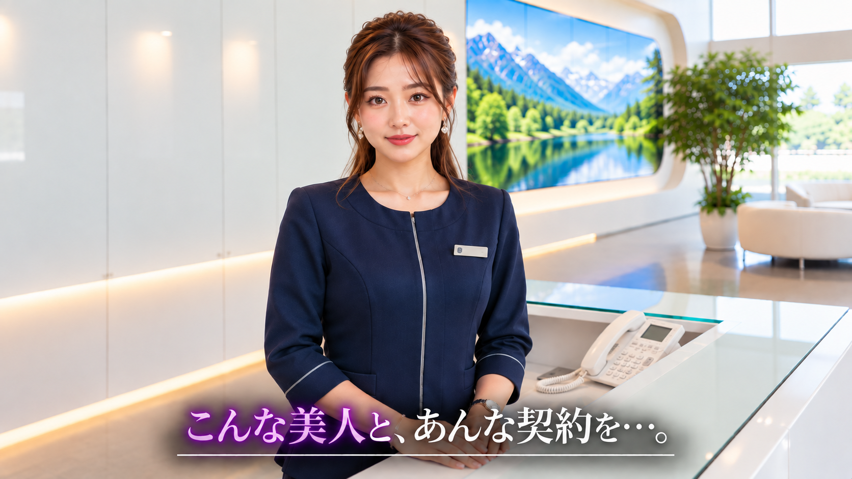 こちらを見つめる美人の受付嬢