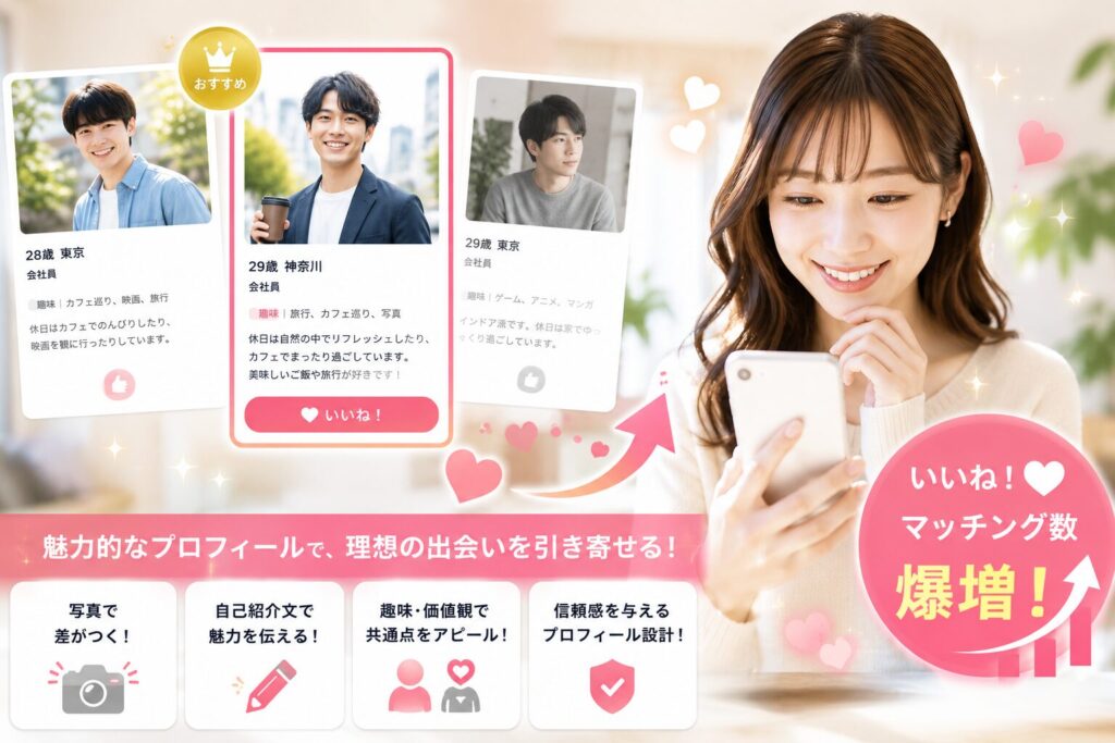 スマホを見つめて笑顔を見せる女性