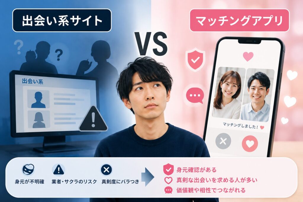出会い系サイトにするかマッチングアプリにするかで悩んでいる男性