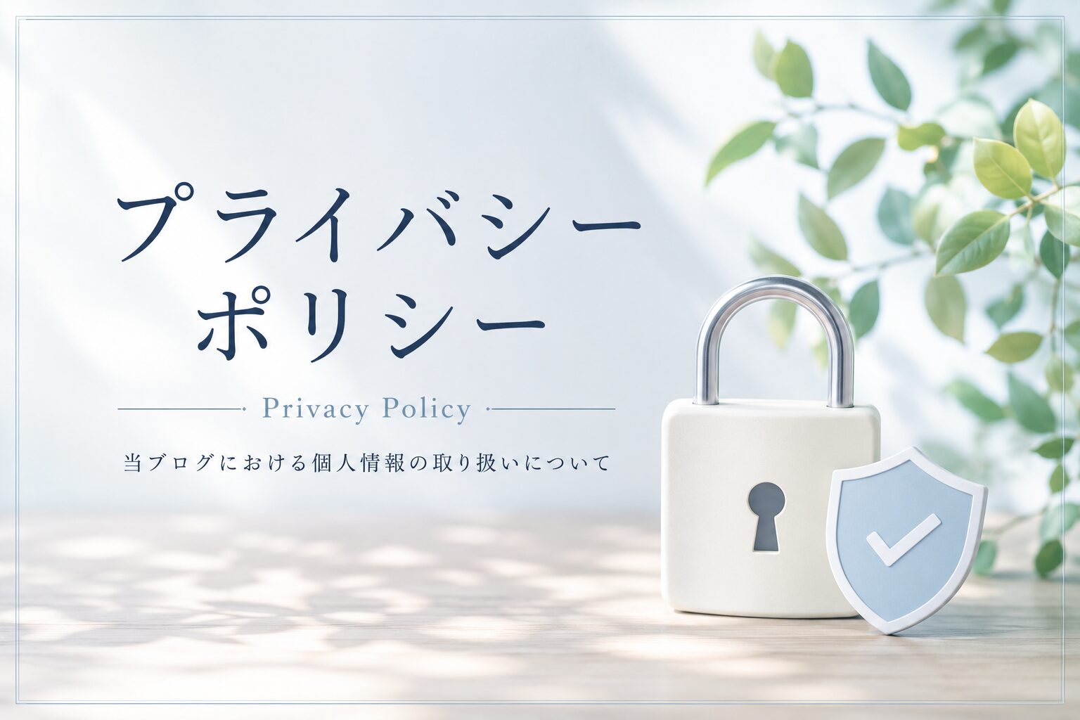 中央に「プライバシーポリシー」と書かれた爽やかな写真