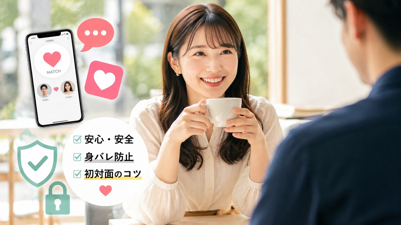 喫茶店でやさしく微笑む綺麗な女性