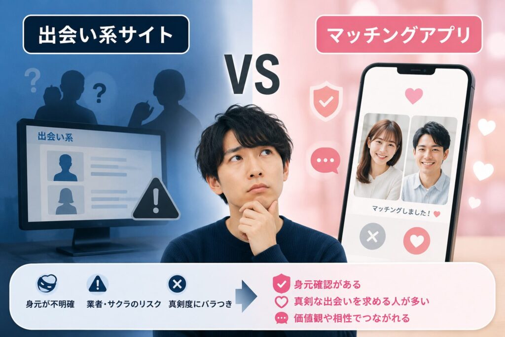 出会い系サイトにするかマッチングアプリにするかで迷っている男性