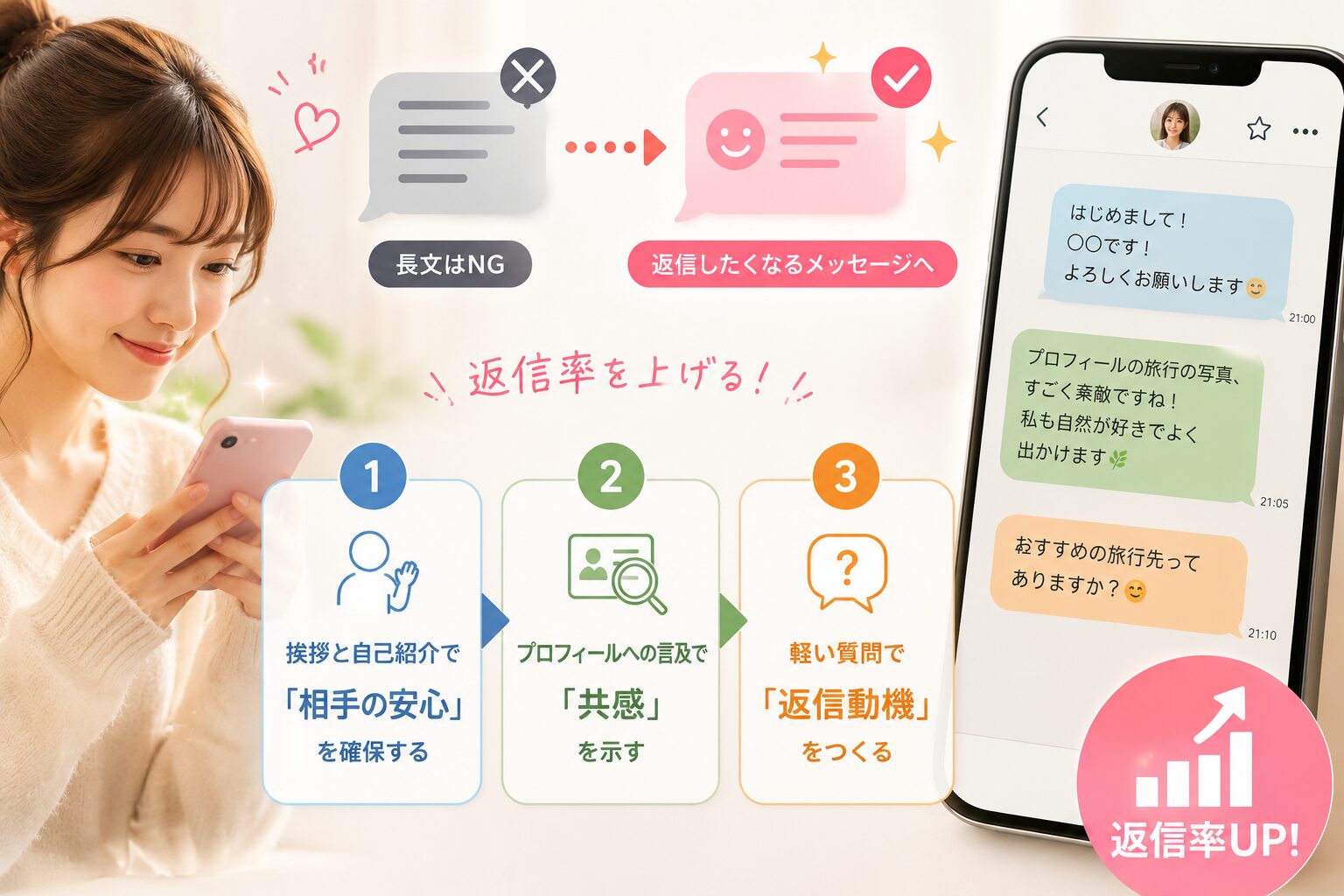 スマホの画面を見つめる綺麗な女性