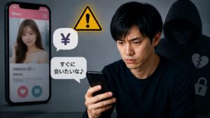 険しい表情でスマホをのぞき込む男性