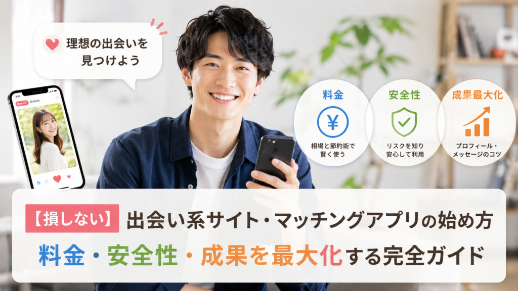 スマホを片手に微笑む男性